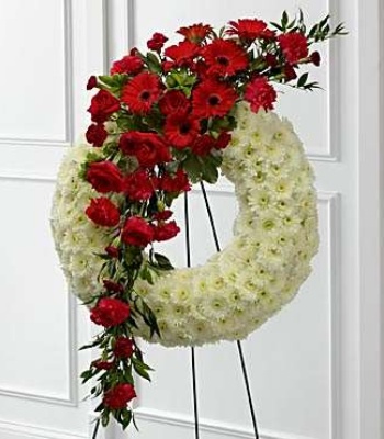 Red & White Remembrance Funeral Wreath