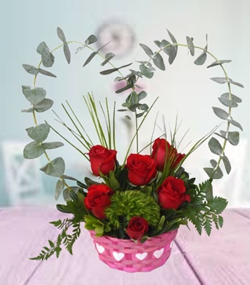 Red Rose Basket For Your Love