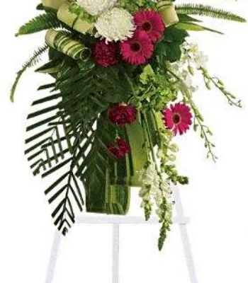 Standing Red and White Funeral Flowers