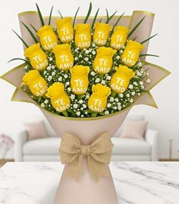 "Te Amo" Yellow Roses Bouquet