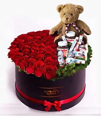 Valentines Roses, Teddy And Chocolates for Her