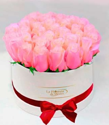 White Box of Pink Roses
