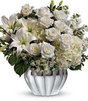 White Roses & Lilies Flower Arrangement in Vase