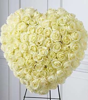 White Standing Heart Shape Funeral Wreath