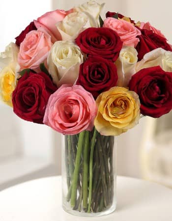 Mix Color Rose Bouquet - 20 Assorted Roses with Fresh Fillers