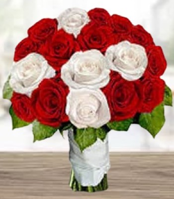 Anniversary Flowers - Red and White Roses