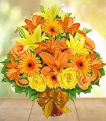 Mix Flowers - Lily, Rose and Gerbera Daisy Bouquet