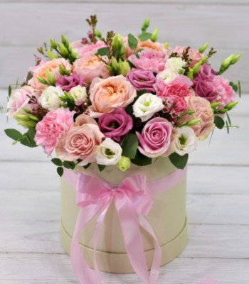 Pink with White Flower Hat Box