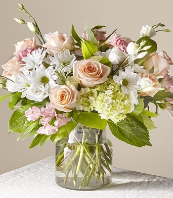 Flower Bouquet - Peach And White Flowers