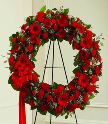Funeral Wreath Red Flowers