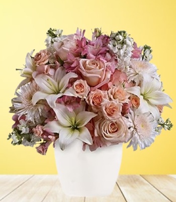 Sympathy Flowers - Pink & White Color