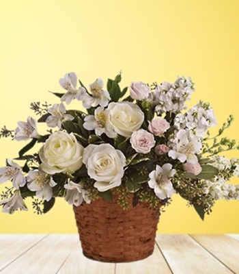 Sympathy White Flower Basket