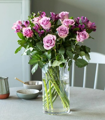 Purple Rose Bouquet With Alstroemeria