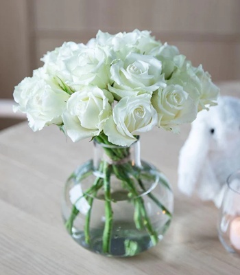 White Rose Flower Bouquet With Green