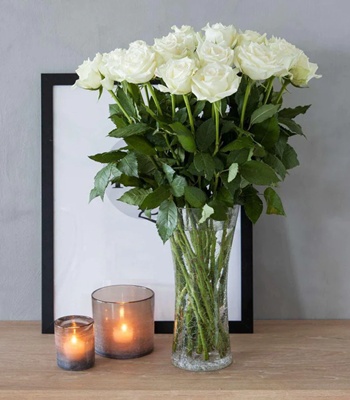 White Roses - 15 Long Stem White Roses