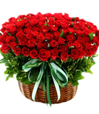 100 Red Roses in Special Basket