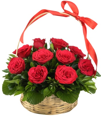 12 Red Roses Basket