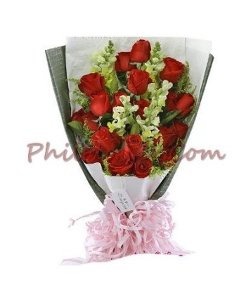 18 Red Rose Bouquet with Greenery