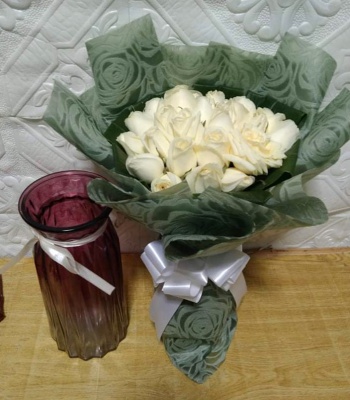 2 Dozen White Roses Bouquet