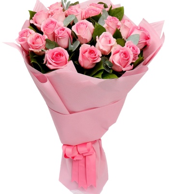 24 Pink Rose Flower Bouquet