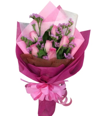 6 Pink Roses In Gorgeous Bouquet