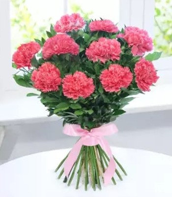 10 Pink Carnation Flower with Fillers and Greens