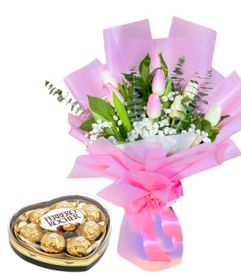 Anniversary Bouquet With Ferrero Rocher Chocolate