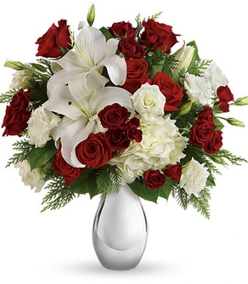 Christmas Bouquet In Silver Vase