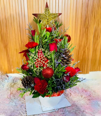Christmas Tree Floral Arrangement