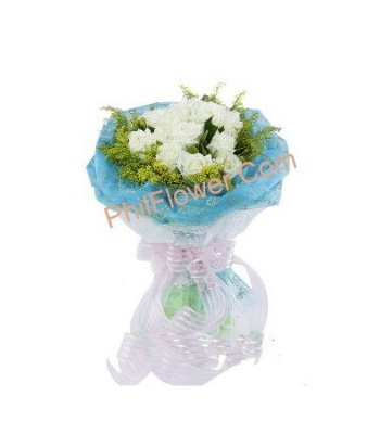 Dozen White Roses Bouquet
