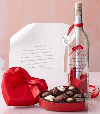 Message In A Bottle With Chocolate Box
