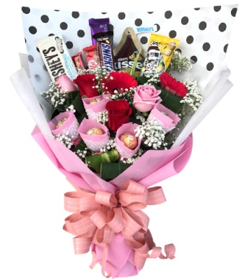 Mixed Flower and Chocolate Bouquet