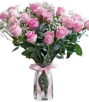 Mother's Day Pink Roses In A Vase