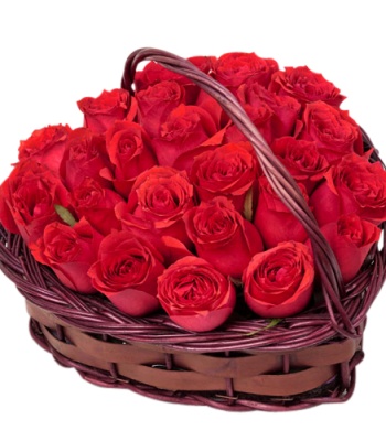 Passionate Red Roses Basket
