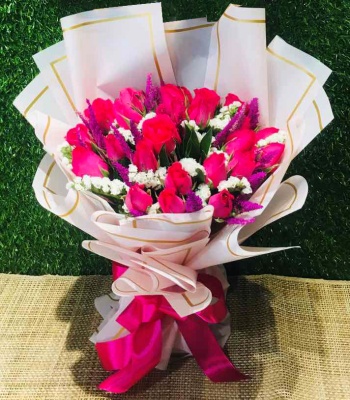 Pink Roses Bouquet - 24 Stems
