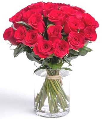 Two Dozen Red Roses In A Vase