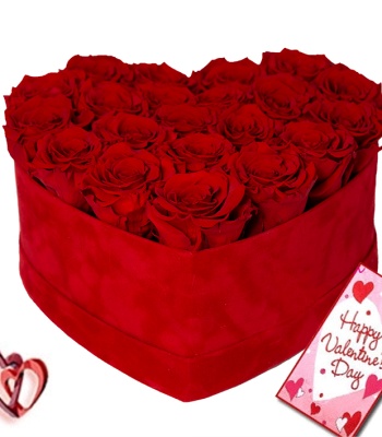 Valentine's Day 24 Red Roses Heart Arrangement