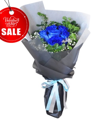 Valentine's Day Blue Roses - 6 Stems