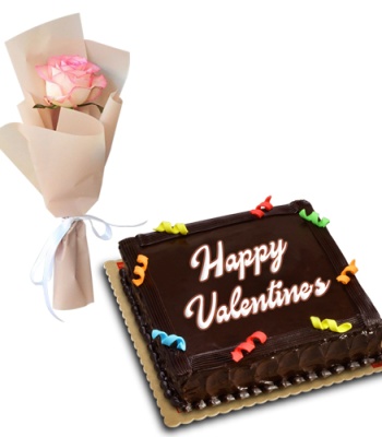 Valentine's Day Chocolate Cake with Pink Ecuadorian Roses