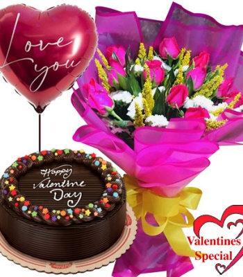 Valentine's Day Flowers For Her And Cake