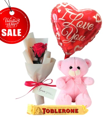 Valentine's Day Gifts - Flower, Bear, Balloon and Chocolate