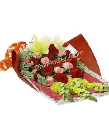 Valentine's Day Rose and Lily Bouquet