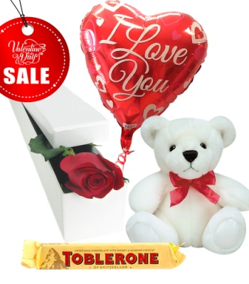 Valentines Gift - Flower and Bear Combo