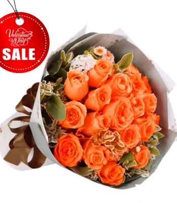 Valentines Orange Roses - 24 Stems