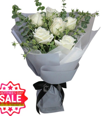 White Roses Bouquet For Mom