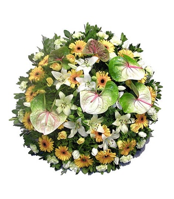 Funeral Wreath With Anthuriums And Roses