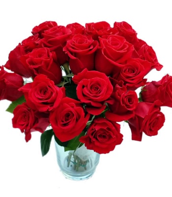 Valentine's Day Red Roses with Vase - 12 Stems