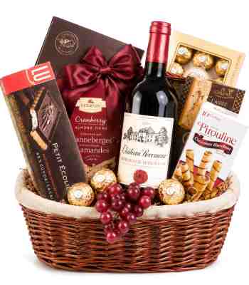Red Wine & Gourmet Chocolate Gift Basket