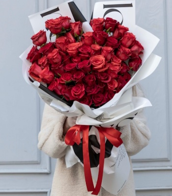 51 Red Roses Heart-Shaped Bouquet