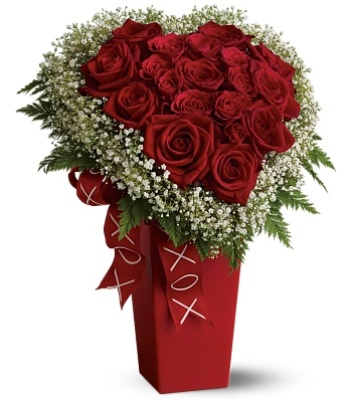 Heart Shaped Red Roses Bouquet